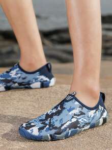 Camo Print Slip On Creek Socks - Blue - View 4