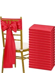 5入組純色椅子裝飾帶，桌椅裝飾，椅帶 - 紅色 - 查看 1