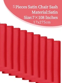 5入組純色椅子裝飾帶，桌椅裝飾，椅帶 - 紅色 - 查看 2