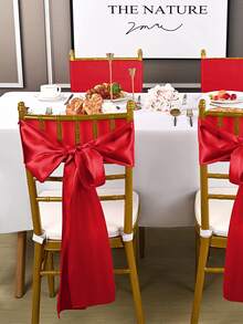 5入組純色椅子裝飾帶，桌椅裝飾，椅帶 - 紅色 - 查看 3