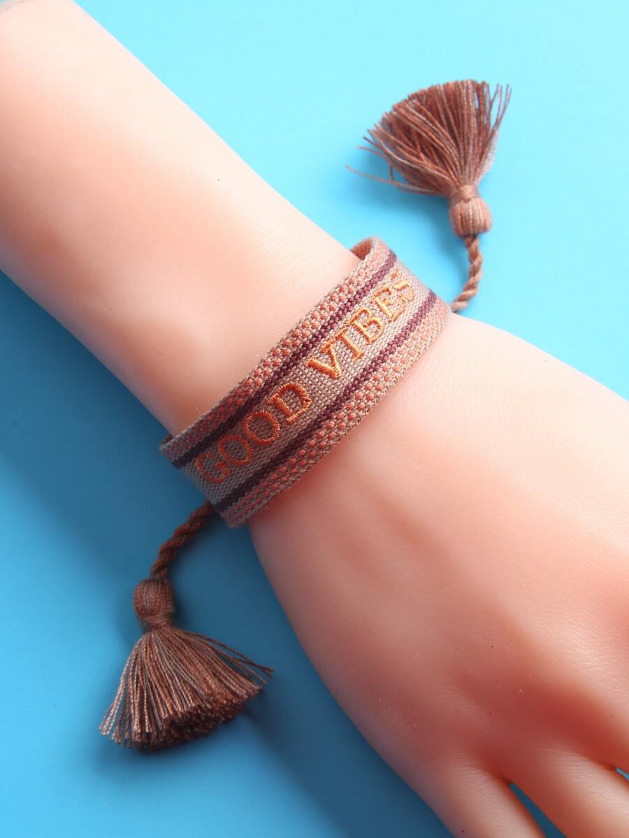 流蘇裝飾手環 - 棕色 - 查看 1