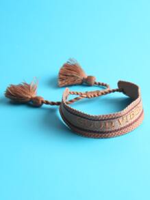 流蘇裝飾手環 - 棕色 - 查看 2
