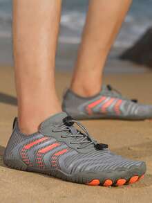 Letter Graphic Drawstring Design Creek Shoes - Dark Grey - View 1