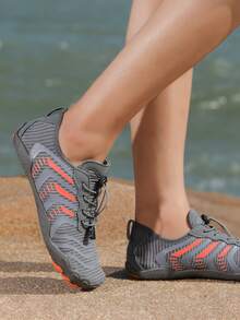 Letter Graphic Drawstring Design Creek Shoes - Dark Grey - View 3