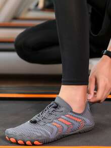 Letter Graphic Drawstring Design Creek Shoes - Dark Grey - View 4