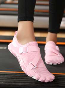 Striped Pattern Buckle Decor Creek Shoes - Pink - View 3