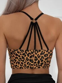 SHEIN Swim Leoparden Muster Tankini mit Kordelzug, Sommer Strand