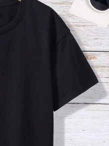 Boys Slogan Graphic Drop Shoulder Tee - Black - View 3