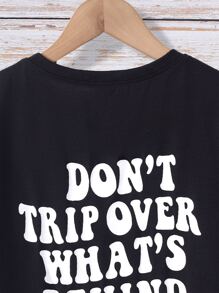 Boys Slogan Graphic Drop Shoulder Tee - Black - View 5