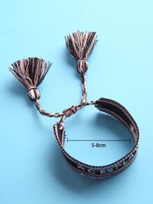 Letter Embroidered Tassel Decor Bracelet - Multicolor - View 5