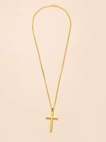十字吊墜項鍊 - 金黃色 - 查看 2