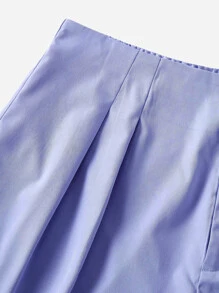 SHEIN LUNE Quần Short kích thước lớn Xếp li Dây kéo màu trơn Giải trí - Màu tím  Violet - Xem 10