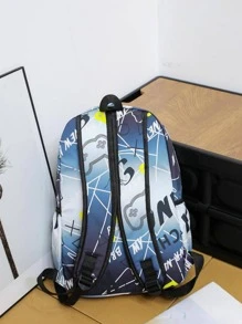 3入組套男士字母圖案休閒背包套裝帶筆袋書包套裝大學包套裝高中生研究生大學新生大二學生通勤、戶外、徒步旅行 - 彩色 - 查看 2