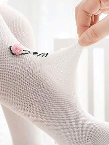 Toddler Girls Rabbit Pattern Tights - White - View 4