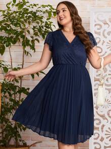 SHEIN Clasi Vestido de cuello cruzado bajo fruncido