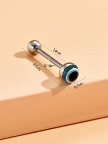 Evil Eye Decor Tongue Barbell Ring - Multicolor - View 3