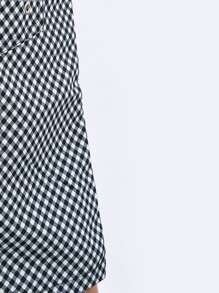 Manfinity Hombres Shorts de natación con estampado de guingán de cintura con cordón - Blanco y Negro - Ver 3