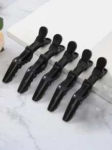 5 件纯色发夹休闲、健身爪夹发夹发夹 - 黑色 - 查看 1