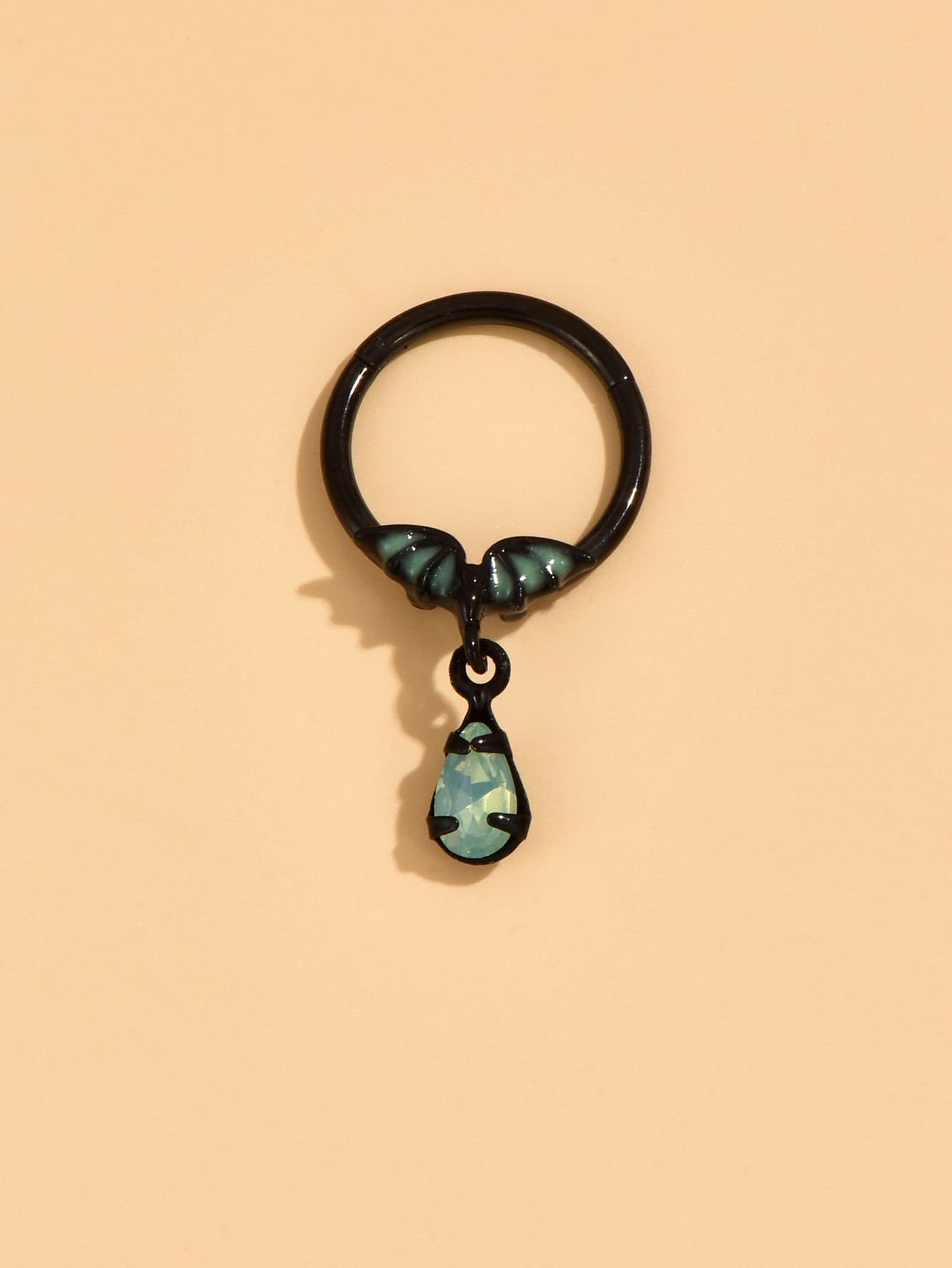 簡約風不銹鋼水鑽和翅膀裝飾鼻環適合女士和女孩 - 彩色 - 查看 1