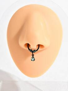 簡約風不銹鋼水鑽和翅膀裝飾鼻環適合女士和女孩 - 彩色 - 查看 3