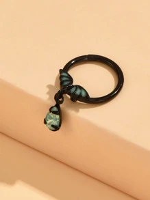 簡約風不銹鋼水鑽和翅膀裝飾鼻環適合女士和女孩 - 彩色 - 查看 5