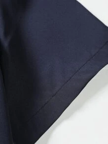 Manfinity Men Contrast Plaid Trim Button Through Shirt Without Tee - Navy Blue - View 3