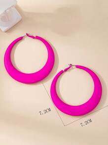 1pair Classic Ear Hoop Earrings In Crimson Red, For Autumn And Winter - Hot Pink - View 3