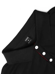 Manfinity Homme 男士拼接邊POLO衫 - 黑色 - 查看 7