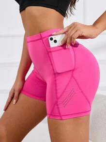 Yoga Basic 寬腰帶運動短褲帶手機袋