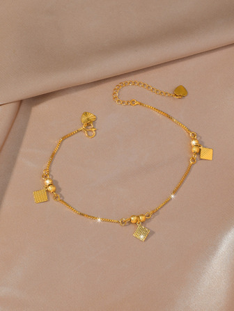 1pc Adjustable Gold-Plated Fringe Anklet, Suitable For Women Daily Wear And Festival Gifts