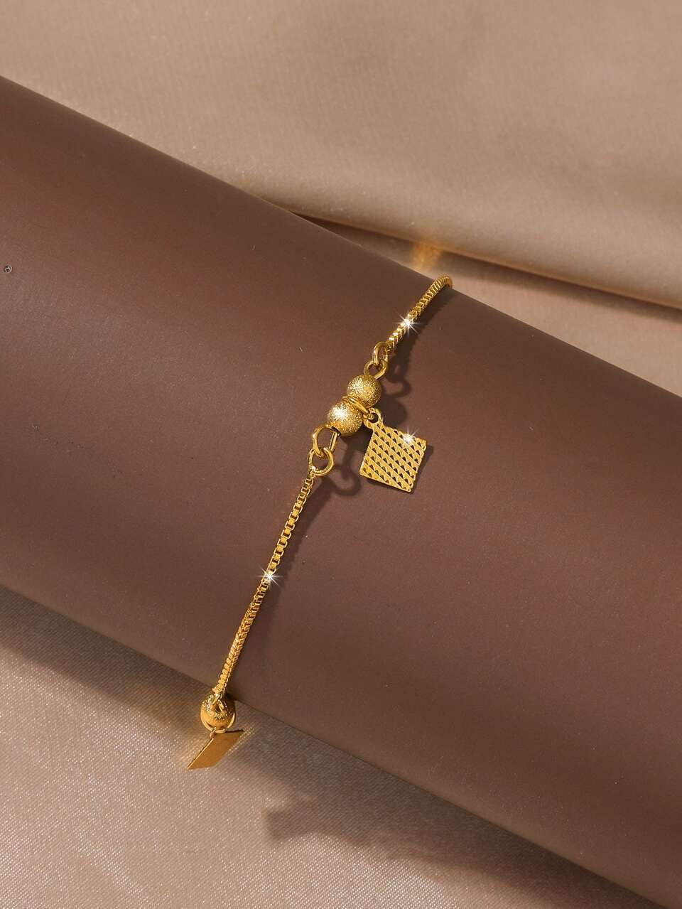 1pc Adjustable Gold-Plated Fringe Anklet, Suitable For Women Daily Wear And Festival Gifts
