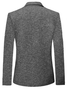Hombres Blazer de cuello con solapa con botón delantero - Gris Oscuro - Ver 2