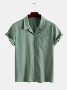 Manfinity Homme Bộ hai mảnh Nam Dây kéo Túi Nút phía trước màu trơn Giải trí - Màu xanh Bạc hà - Xem 3