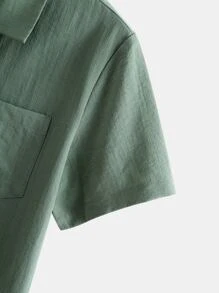 Manfinity Homme Bộ hai mảnh Nam Dây kéo Túi Nút phía trước màu trơn Giải trí - Màu xanh Bạc hà - Xem 4