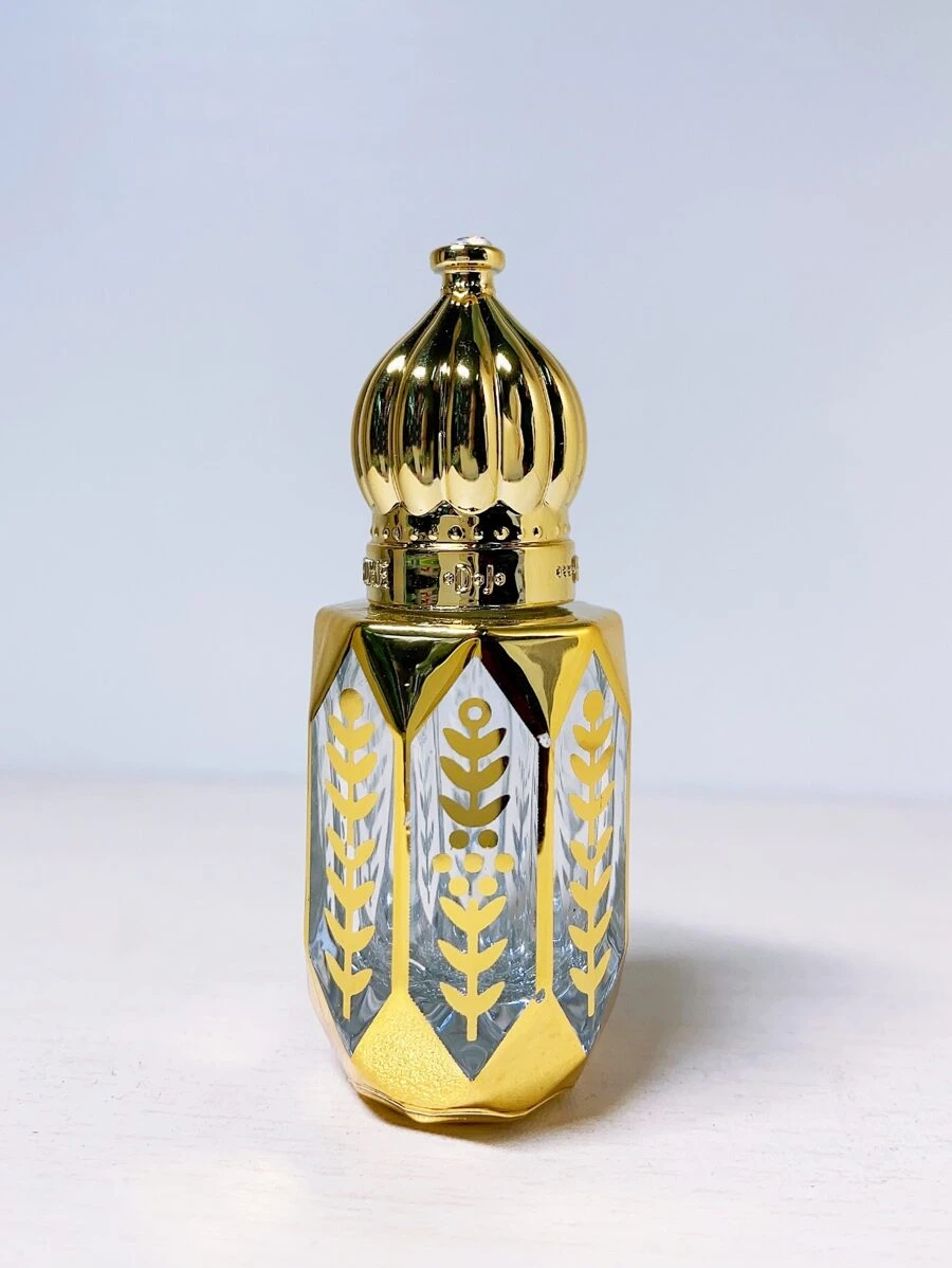 1pc Classic 6Ml Golden Wheat Ears Pattern Roller Ball Test Essential Glass Oil Bottle Empty Perfume Refillable Liquid Container Makeup Tools - Gold - View 1