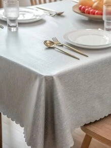 1 cái Khăn trải bàn không thấm nước viền sò điệp màu xám - Xám - Xem 4