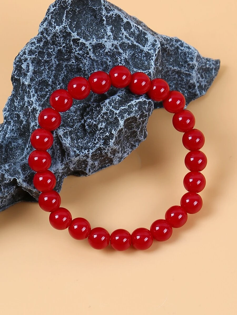 Vòng tay đính cườm tối giản - Đỏ - Xem 1