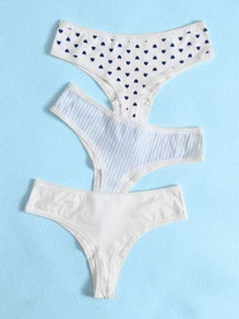 3pack Heart & Striped Panty Set - Multicolor - View 2