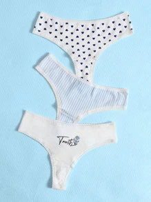 3pack Heart & Striped Panty Set - Multicolor - View 5