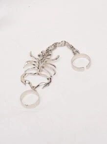 蠍裝飾連體戒指 - 銀色 - 查看 2