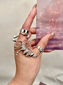 蠍裝飾連體戒指 - 銀色 - 查看 6