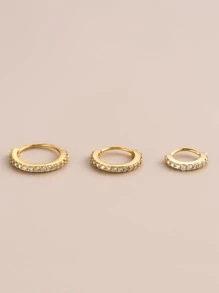 3入組/套受歡迎方晶鋯石裝飾鼻環銅簡約風和時髦適合女士和女孩中性