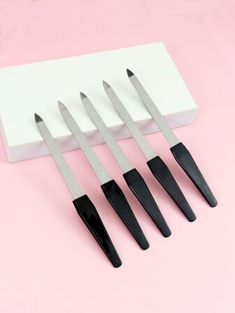 5 piezas Lima de uñas, Mini lima de uñas profesional de doble cara de acero inoxidable con mango antideslizante, Limas de pulido de uñas lavables, Lima de uñas de metal para hombres y mujeres, Suministros para uñas, Herramientas para uñas, Herramientas para arte de uñas, Vuelta al colegio, Uñas, Herramientas para uñas postizas