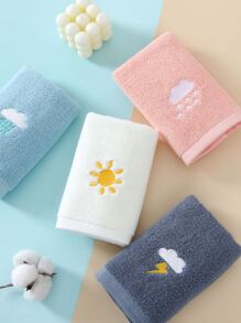 1入組雲朵刺繡面巾適合日常生活極簡面料面巾四季皆宜