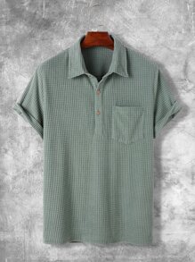 Manfinity Homme Men Pocket Patched Polo Shirt & Drawstring Waist Pants - Army Green - View 4