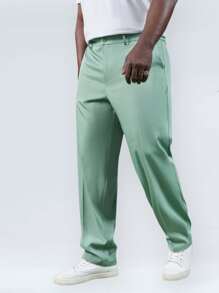 EASEVO Men Solid Slant Pocket Suit Trousers - Mint Green - View 4