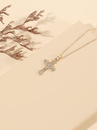 水鑽十字吊墜項鍊