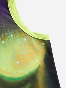 SHEIN ICON 身體熱成像印花撞色滾邊短款背心 - 彩色 - 查看 4