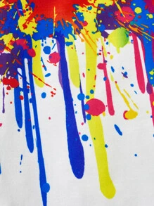 SHEIN Toddler Boys Splash Ink Print Hooded Tee - Multicolor - View 3