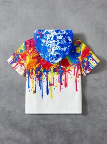 SHEIN Toddler Boys Splash Ink Print Hooded Tee - Multicolor - View 2